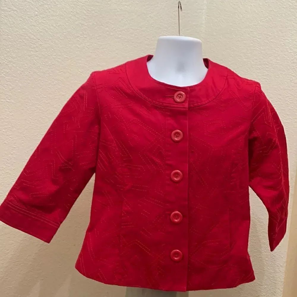 Cold Water Creek Pink Fuchsia Size Petite 12 Lined 100% Cotton Embroider Button